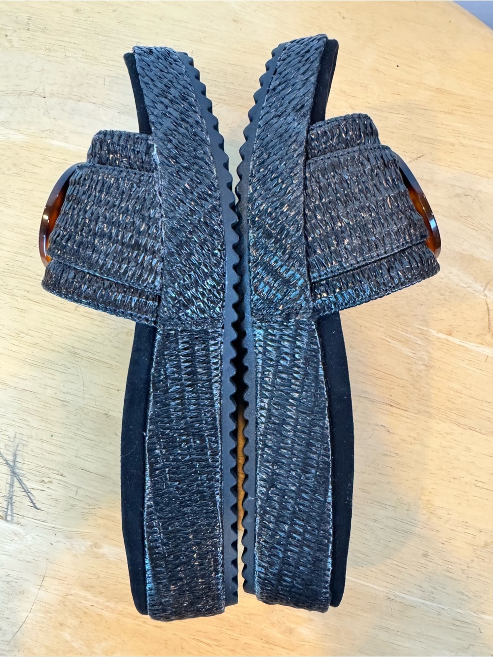 Anne Klein | Black iFlex Slide Sandal with Tortoise Shell Buckle, 8 - Picture 6 of 11